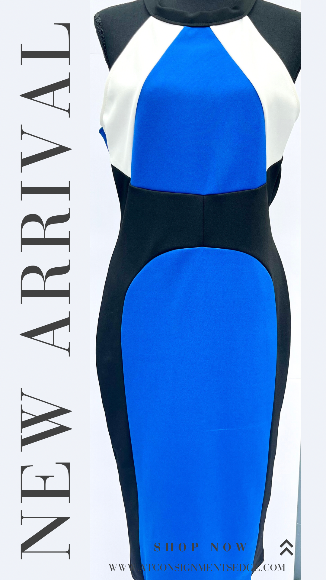 Blue, White, & Black Midi Dress