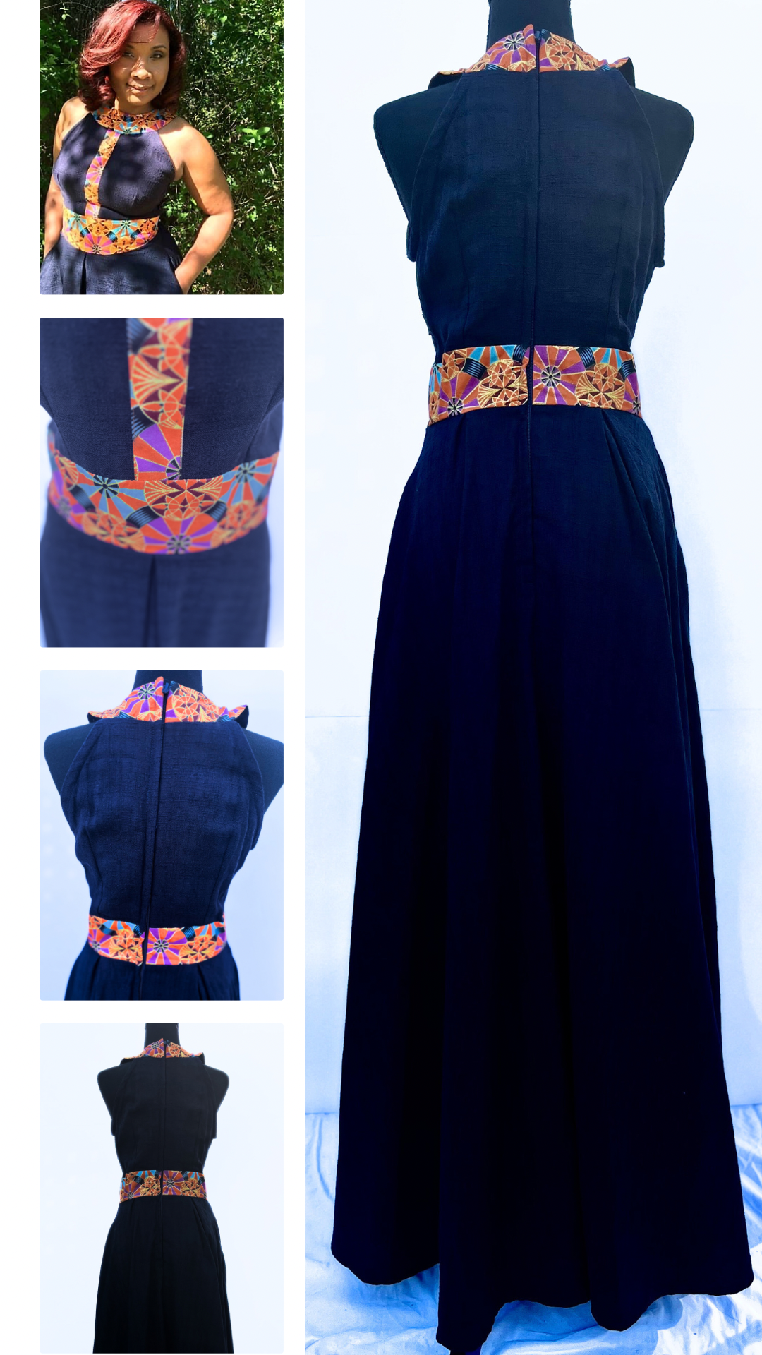 Royal Blue Dress with African print