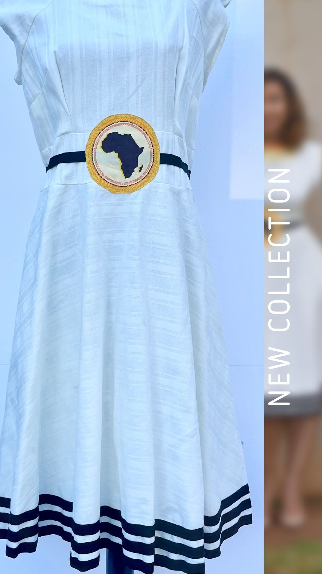 White A line Dress with African Print