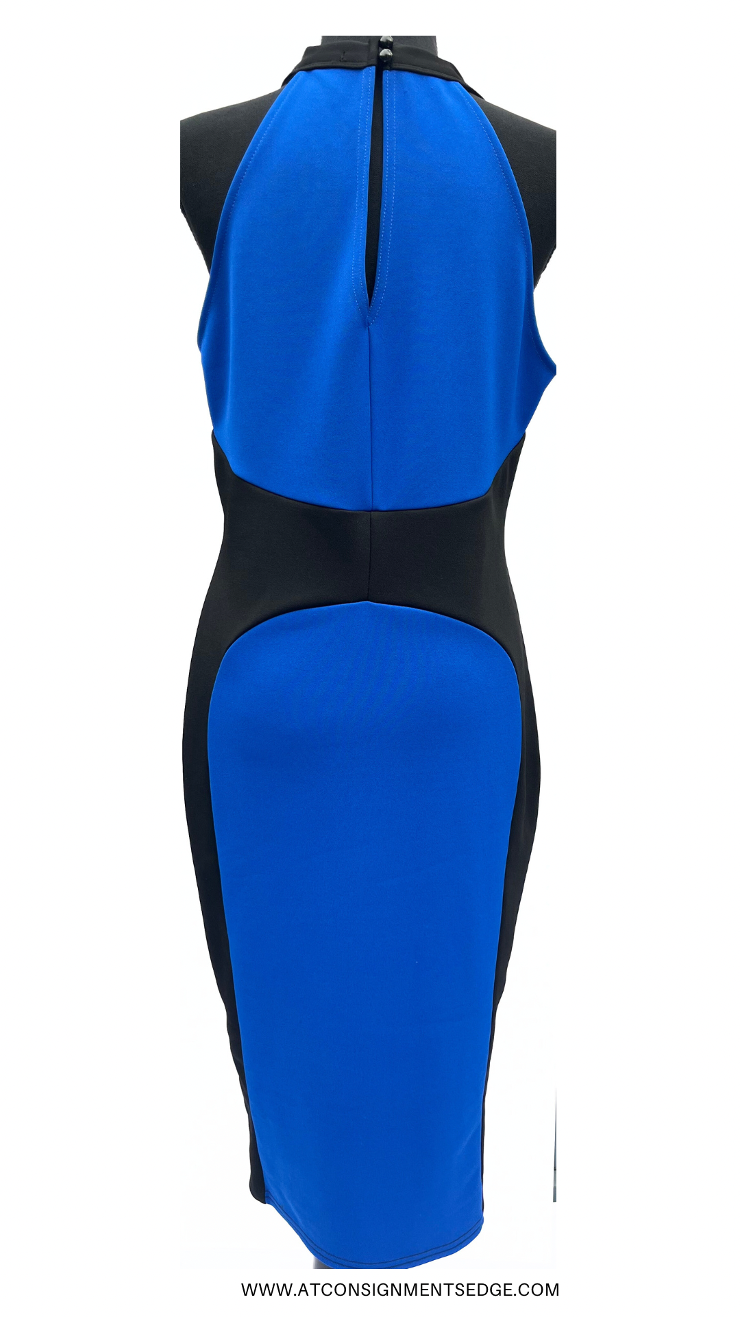 Blue, White, & Black Midi Dress At Consignments Edge Blue, White, & Black Midi Dress At Consignments Edge