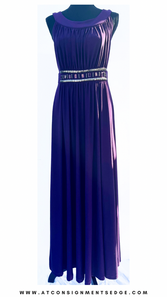 Purple Dress with jeweled embellishment waistline